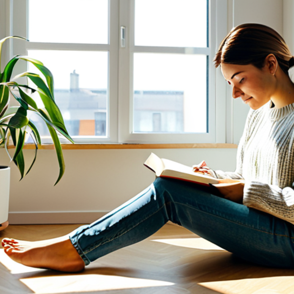 행복한 사람들의 일과 삶의 균형 - Values & Journaling**

"A woman thoughtfully journaling in a cozy sunlit corner of a modern apartmen...