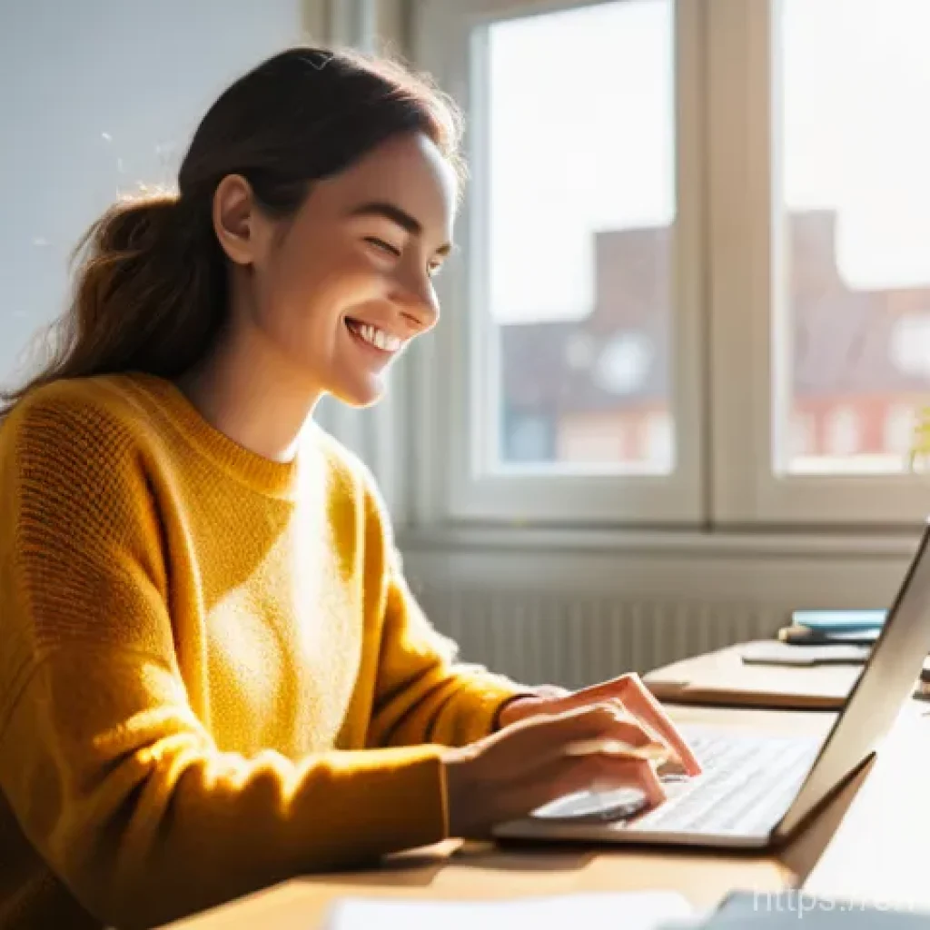 행복한 사람들의 성취 동기 - **Prompt:** A vibrant, sunlit image of a young professional, perhaps in their late 20s or early 30s,...