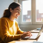 행복한 사람들의 성취 동기 - **Prompt:** A vibrant, sunlit image of a young professional, perhaps in their late 20s or early 30s,...